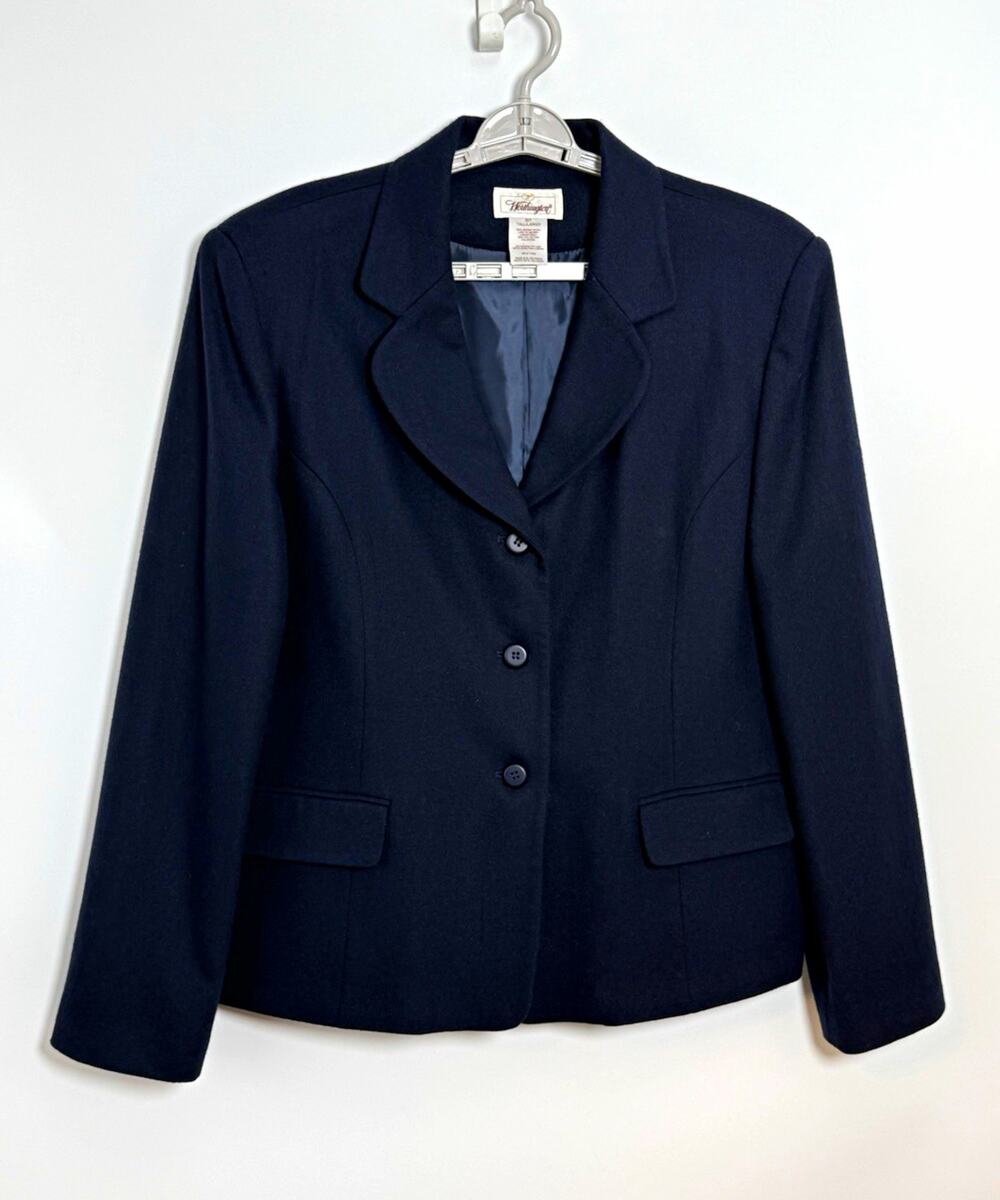 VTG Worthington Merino Wool Blazer Jacket Women 20T Navy Blue 90s Y2K 3-Button